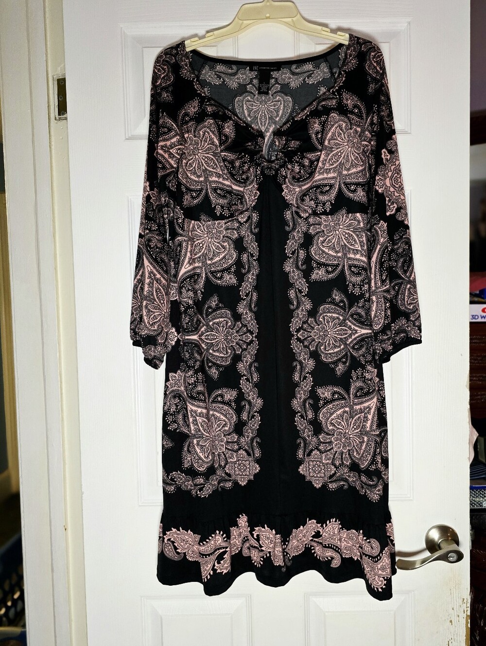 INC Black Dress with Pink Paisley Pattern